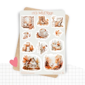 Planches de Stickers "Moments d'Automne" - Autocollants sur le thème l'automne - Couleurs automnales, ambiance cozy - Bullet Journal/Planner
