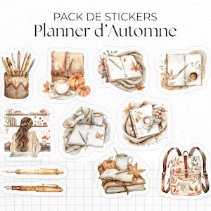 Pack de Stickers "Planner d'Automne" - 11 autocollants die-cut sur le thème de l'automne, carnets, papeterie, agenda - Bullet Journal