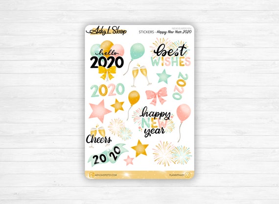 Stickers Happy New Year 2020 Bullet Journal Planner Sticker Sheet Stickers Happy New Year 2020 Bullet Journal Planner Sticker Sheet