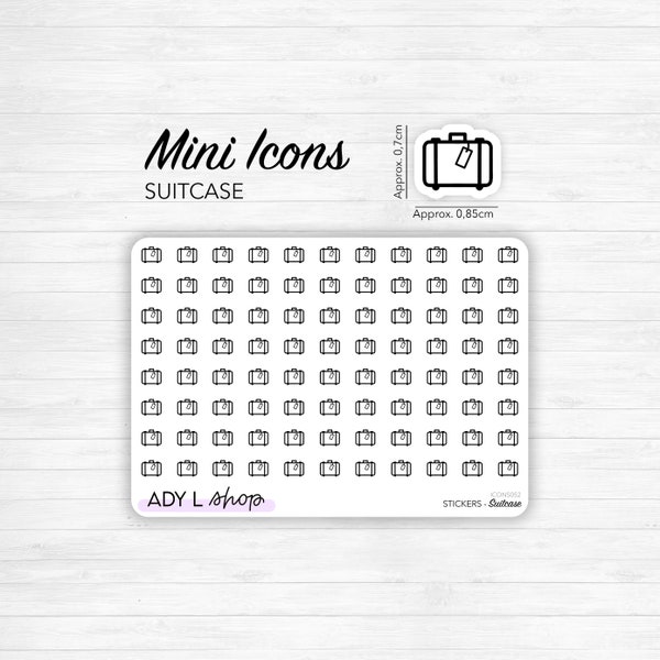 Planche de stickers mini icônes "Valise" - Voyage, vacances, déplacement - Mini icon - Planner stickers - Minimal - Bullet Journal