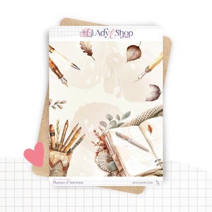 Planches de Stickers "Planner d'Automne" - Grand sticker sur le thème de l'automne, carnets - Bullet Journal - Page de couverture mensuelle
