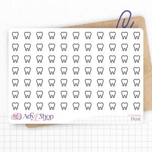 Planche de stickers mini icônes "Dent" - Rendez-vous médical, dentiste - 77 stickers - Planner stickers - Minimal - Bullet Journal