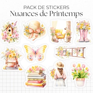 Sticker Pack „Spring Shades“ – 10 Sticker zum Thema Frühling: Blumen, schönes Wetter – Bullet Journal