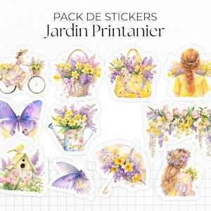 Stickerpaket „Spring Garden“ – 11 gestanzte Sticker zum Thema Frühling: Gartenblumen, leuchtende Farben – Bullet Journal
