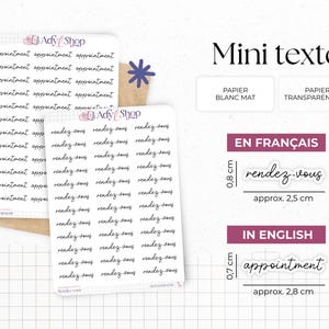 Foglio di mini adesivi "appuntamento" - Carta adesiva bianca o trasparente - Adesivi per planner - Minimal - Bullet Journal