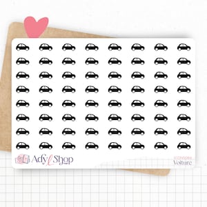 Mini-auto-icoon stickervel - Reizen, roadtrip, carpoolen, reis - Mini-icoon - Planner stickers - Minimaal - Bullet Journal