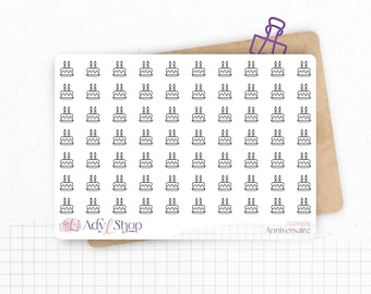 Mini icon stickers - Birthday Cake - Planner stickers - Minimal, functional stickers - Bullet Journal - Sticker sheet - 70 mini icons
