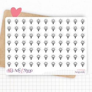 Planche de stickers mini icônes "ampoule" - Mini ampoules, idée, inspiration - Mini icon - Planner stickers - Minimal - Bullet Journal