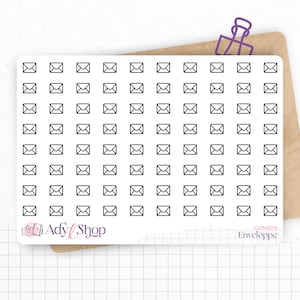 Planche de stickers mini icônes "Enveloppe" - Courrier, correspondance, rappel - Mini icon - Planner stickers - Minimal - Bullet Journal
