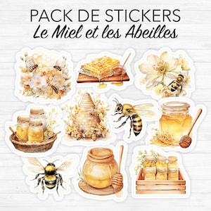 Pack de Stickers "Le Miel et les Abeilles" - Autocollants sur le thème de du miel et des abeilles, fleurs - Bullet Journal & Planner