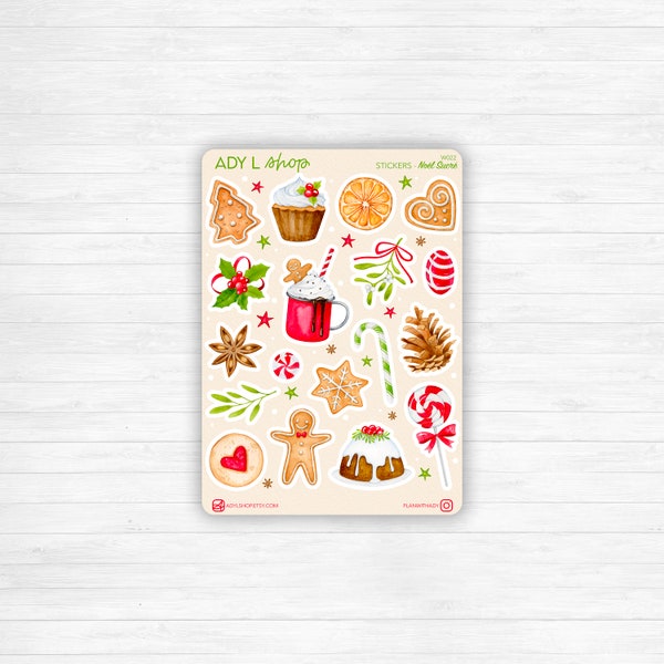 Board Stickers "Dolce Natale" - Adesivi sul tema del Natale e dell'inverno: pan di zenzero, biscotti, cupcakes - Bullet Journal / Planner