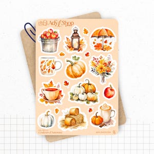 Planches de Stickers "Couleurs d'Automne" - Autocollants sur le thème de l'automne - Couleurs automnales - Bullet Journal / Planner