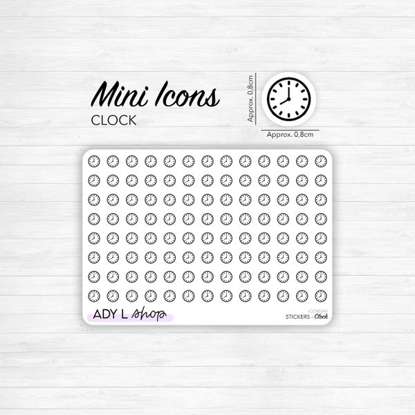 Planche de stickers mini icônes "horloge" - heure, montre, temps, rendez-vous - Mini icon - Planner stickers - Minimal - Bullet Journal