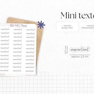 Foglio di mini adesivi "importanti" - Carta adesiva bianca o trasparente - Adesivi per planner - Minimal - Bullet Journal