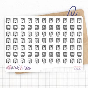 Foglio di adesivi Mini Icon "e-reader" - eBook, tablet, libro digitale - Mini Icon - Adesivi per planner - Minimal - Bullet Journal
