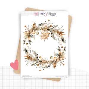 Planches de Stickers "Hiver Enchanté" - Autocollants sur le thème de l'hiver et de Noël : couronne de guirlandes hivernales - Bullet Journal