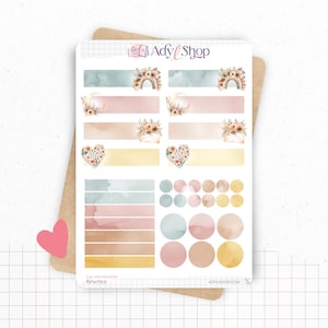 Planches de stickers "Rêveries" - Autocollants sur un thème bohème : papillons, lunes, fleurs, boho - Headers, en-têtes - Bullet Journal