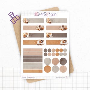 Planches de Stickers "Pause Gourmande" - Autocollants sur le thème de la gourmandise, café - Headers, en-têtes - Bullet Journal/Planner