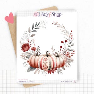 Planches de Stickers "Automne Bohème" - Autocollants sur le thème de l'automne : citrouille, feuilles - Page de couverture - Bullet Journal