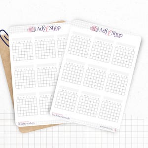 Monatliche Kalender-Tracker-Aufkleber - Gewohnheits-Tracker, Stimmungs-Tracker - Mini-Kalender - 9 Aufkleber - Bullet Journal & Planer