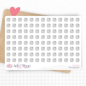 Hoja de pegatinas con mini iconos "Instagram" - Redes sociales - 104 pegatinas - Mini icono - Pegatinas para agenda - Minimalista - Bullet Journal