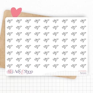 Planche de stickers mini icônes "avion" - Voyage, aéroport, vacances - Mini icon - Planner stickers - Minimal - Bullet Journal