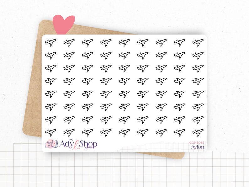 Vel met mini vliegtuigje-stickers - Reizen, vliegveld, vakantie - Mini icoontjes - Plannerstickers - Minimalistisch - Bullet Journal afbeelding 1