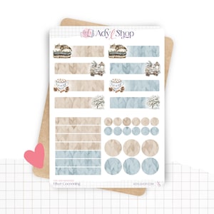 Planches de Stickers "Hiver Cocooning" - Autocollants sur le thème de l'hiver : cozy, froid, neige, glace, flocon - Headers - Bullet Journal