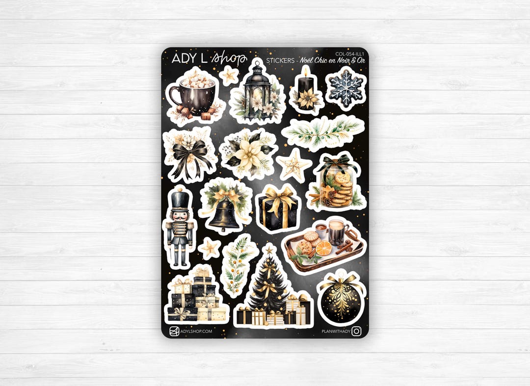 Sticker Sheets chic Christmas Watercolor Illustrations: Christmas ...