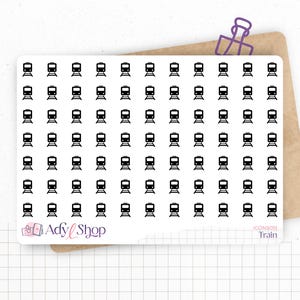 Planche de stickers mini icônes "Train" - Voyage, transport, vacances, gare - Mini icon - Planner stickers - Minimal - Bullet Journal