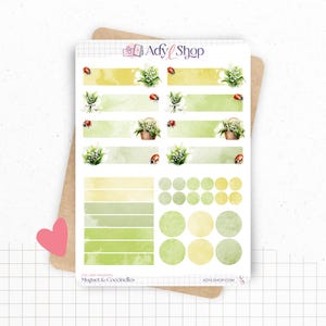 Fogli di adesivi "Mughetto e Coccinelle" - Adesivi a tema primaverile: fiori, insetti - Intestazioni - Bullet Journal