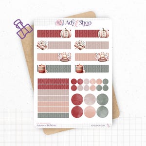 Planches de Stickers "Automne Bohème" - Autocollants sur le thème de l'automne : citrouille, feuilles, cocooning - Headers - Bullet Journal