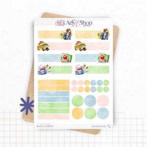 Planches de Stickers "Back to School" - Autocollants : rentrée scolaire, école, papeterie, art - Headers, titres - Bullet Journal / Planner
