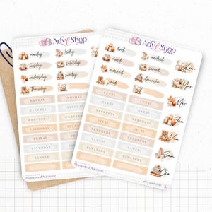 Planches de Stickers "Moments d'Automne" - Autocollants sur le thème l'automne - Ambiance cozy - Jours de la semaine -Bullet Journal/Planner