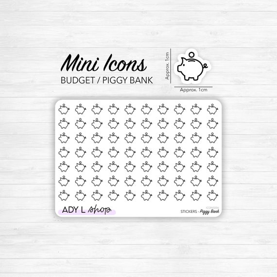 Mini Icon Stickers Piggy Bank, Budget Planner Stickers Minimal, Functional  Stickers Bullet Journal Sticker Sheet 70 Mini Icons 