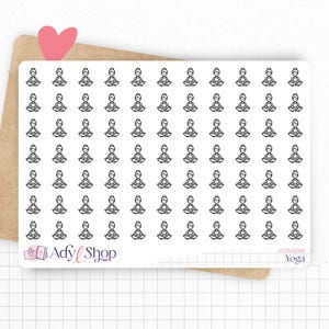 Planche de stickers mini icônes "yoga / méditation" - pause de yoga, méditation, sport - Mini icon - Planner stickers - Bullet Journal
