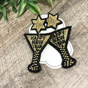 Happy New Year Earrings! Champagne, TOP HATS, Clocks, Black & Gold!! 6 Choices! NYE! Champagne Cocktail