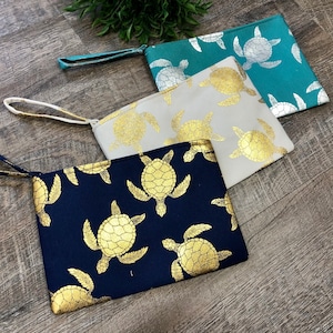 Turtle Wristlet Zippered Tote oder Geldbörse - Perfekt für den Strand! Viele Farben!
