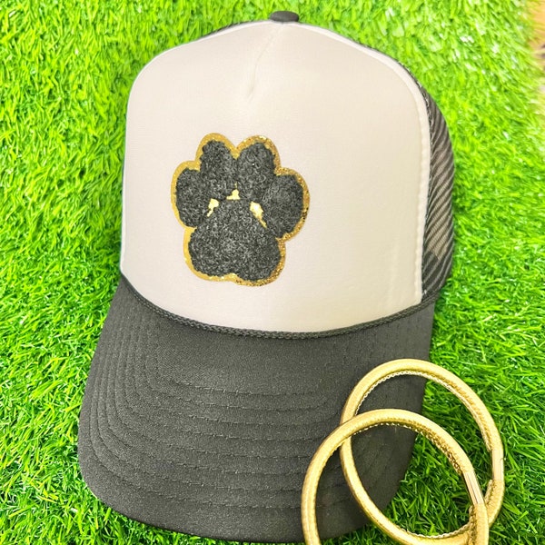 Custom Paw Print Patch Trucker Hat - Tons of Hat Colors! 4 Paw Print Styles! GAME DAY!