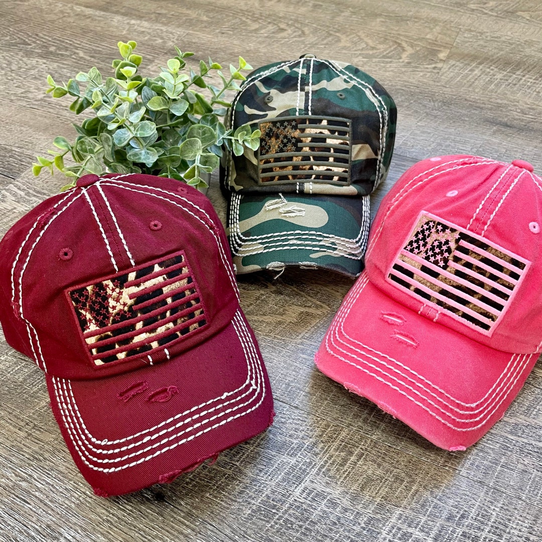 USA Flag Hats - Men or Women's - Several Colors! Camo, Pink, Grey ...