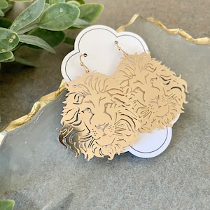 Gold Lion Filigree Earrings - Great for GAME DAY! 2 sizes! Football, baseball, team….