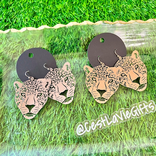 Leoparden Ohrringe - Gold, Silber oder Schwarz - Jaguar - Katzen - Ideal für den Spieltag! Panther…