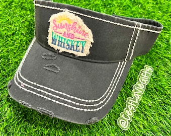 Sunshine & Whiskey Sun Visor - Several Colors!  Beach or pool hat