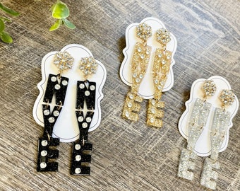 New Years Eve Acrylic Glitter Earrings - 3 Colors! NYE - Post back!