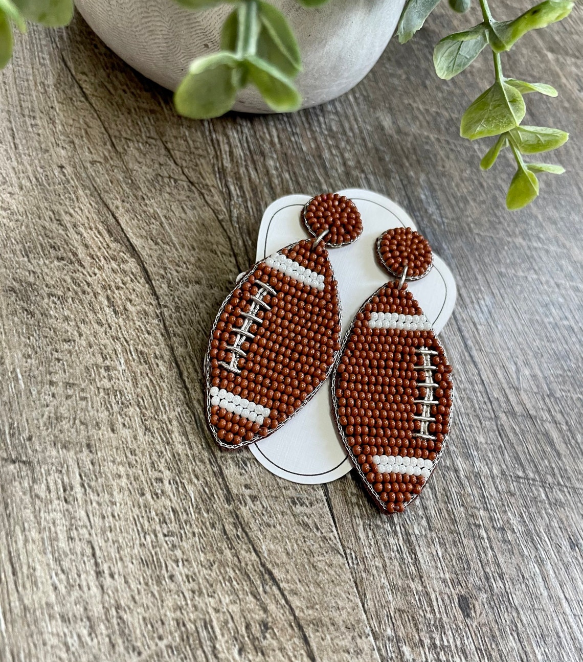 Beaded Football Earrings GAME DAY Football Game Etsy