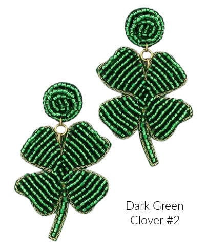 St. Patrick’s Day Earrings - 6 Choices! Clovers, Shamrock, Green Beer - Seed Bead & Sequin - Post back - Parade ready!