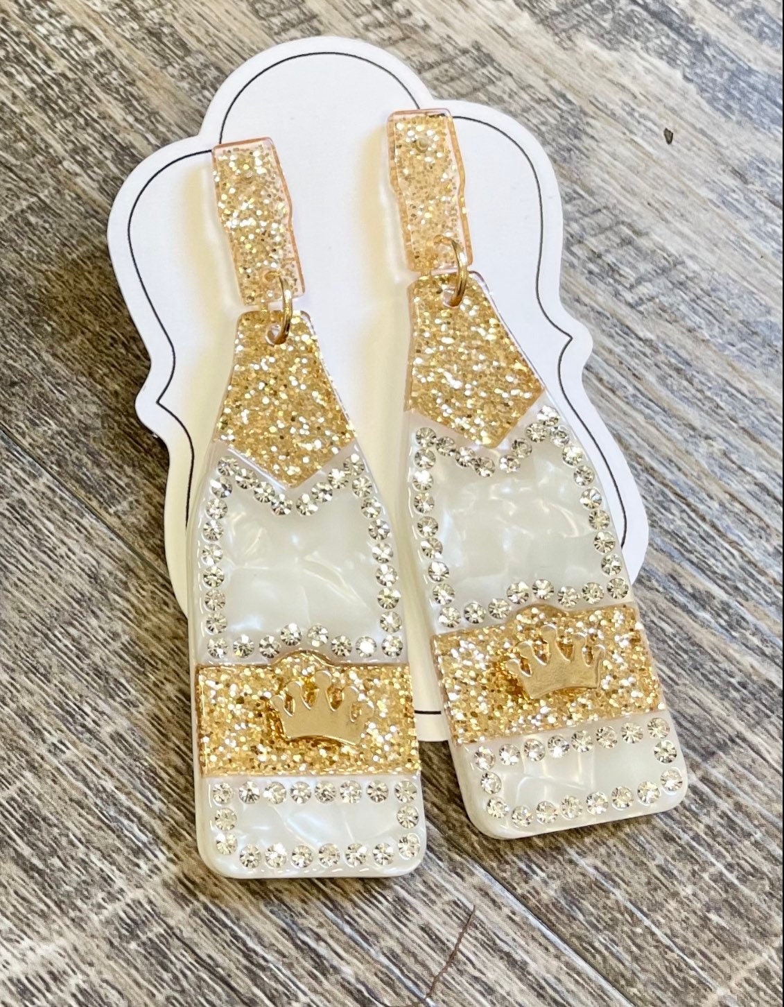 BEAUTIFUL Champagne Bottle Acrylic Earrings 2 Choices Etsy