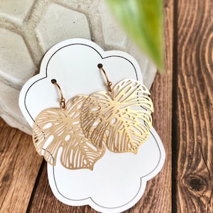 Goldene Palmen Blatt Ohrringe - Monstera - Geschenk - Leicht & stilvoll!