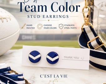 Custom Team Color Stud Earrings | Hand Painted Game Day Jewelry | Personalized School Spirit Gift