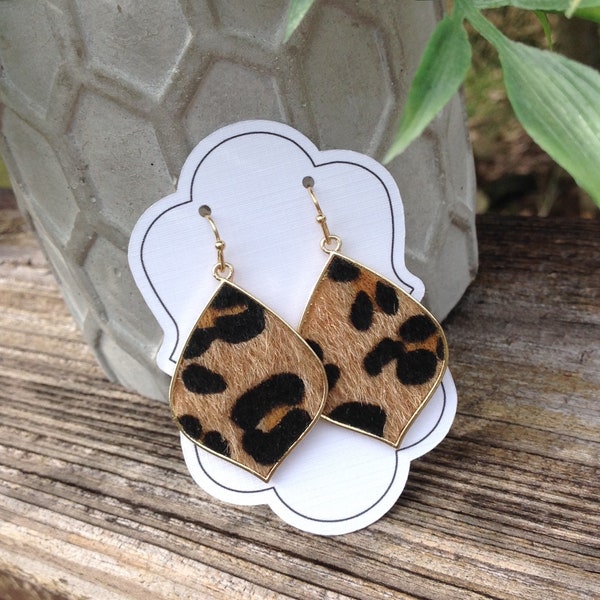 Leopard Teardrop Earrings - Gold Jewelry - Dangle Earrings - Animal print